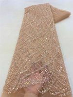 NI.AI Magnifiques tissus en dentelle perlée, tissus en dentelle de luxe à sequins, tissus en dentelle filet à sequins