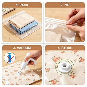 Sacs de rangement sous vide avec pompe manuelle, pochettes de compression pour vêtements, couvertures, édredons, rangement de voyage - Product Image 6