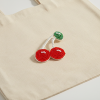 MANTU Appliques perlées à coudre faites à la main, écologiques, motifs cocotier, poisson, martini, fruits, en feutre non tissé pour sacs