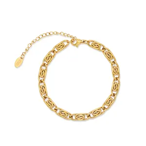 Chris April in stock fashion jewellery 316L stainless steel PVD gold plated non tarnish cloud chunky chain bracelet