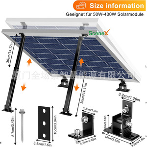 Aluminum Solar Mounting <b>Bracket</b> 15-30 Degree For 2 Panels <b>Black</b> Adjustable Roof Rack For Corrugated Steel Roof - Product Image 2