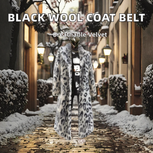 Abrigo de invierno grueso de moda para mujer, negro con estampado a cuadros ocultos, de nailon/algodón, con cuello con muescas, tela de terciopelo transpirable y cinturón, al por mayor - Product Image 2