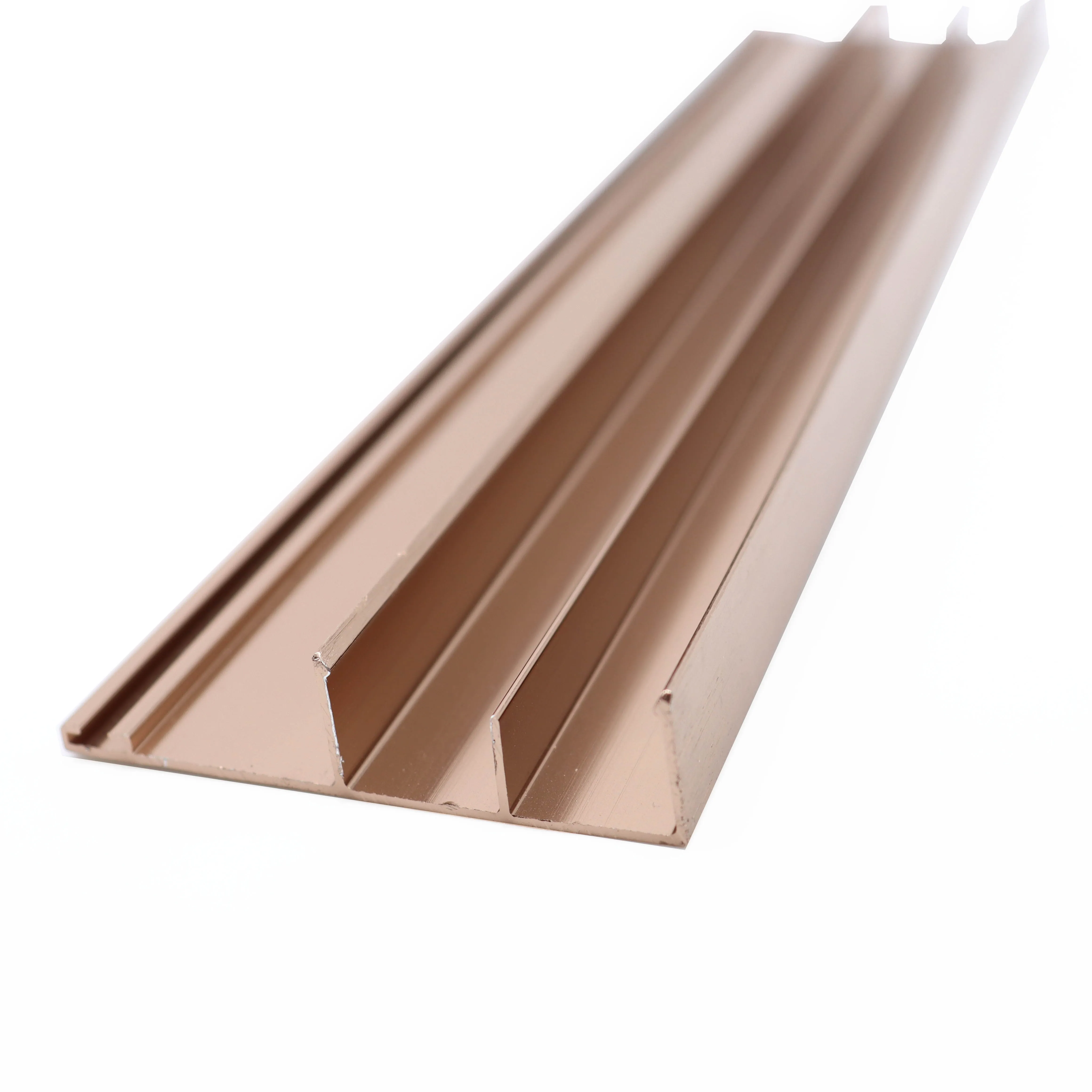Perfil de cubierta protectora de oro rosa para puerta de vidrio deslizante, perfiles de aluminio
