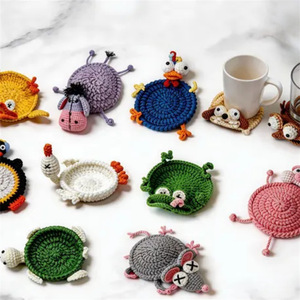 แผ่นรองแก้วถักโครเชต์ลายสัตว์ยุคดึกดำบรรพ์ น่ารัก ลายการ์ตูน ป้องกันความร้อน ใช้ตกแต่งโต๊ะอาหารแบบเรียบง่าย - Product Image 1