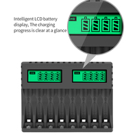 Kuvi — chargeur de batterie rechargeable, écran LCD, OEM, 8 fentes, charge rapide, aa pour batterie 1.2V AA/AAA Nimh/Nicd