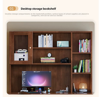 Bureau intégré avec étagère, bureau d'ordinateur pour le télétravail, table d'étude simple pour chambre à coucher