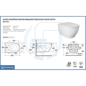 ชุดโถส้วมแขวนผนังรูปดวงจันทร์แบบไร้ขอบถังแบบปิดได้ฟลัชแบบคู่วัสดุพีพีพีหนึ่งชิ้นสำหรับติดห้องน้ำ - Product Image 2