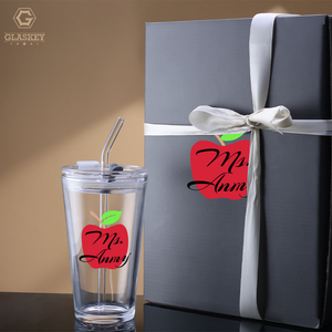 Personalizzato <span class=keywords><strong>Regalo</strong></span> Insegnante 16oz sublimazione in bianco di vetro caffè/tazza di birra con coperchio di vetro paglia per uso quotidiano - Product Image 3