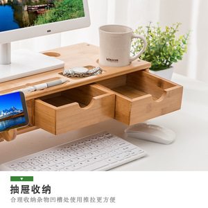 Soporte Elevador para Monitor de Computadora de Escritorio, de Madera Sólida, 2 Niveles, Organizador de Oficina, Tipo Rectangular, Multiusos - Product Image 3