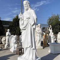 Statue de Jésus grandeur nature sculptée à la main en marbre blanc, décoration moderne pour église, sculpture en pierre