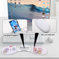 Tapis de souris transparent en gel en forme de broche pour téléphone portable Tapis de souris de jeu Repose-poignet pour la maison et le bureau