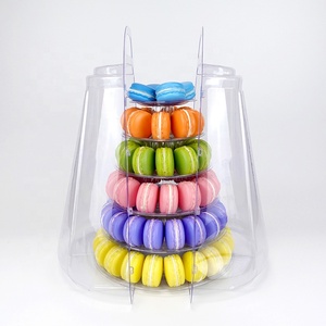Rak Kemasan Kue Macaron 6 Tingkat dari Plastik Transparan dengan Kotak Pembawa untuk Pajangan Kue di Pesta - Product Image 1
