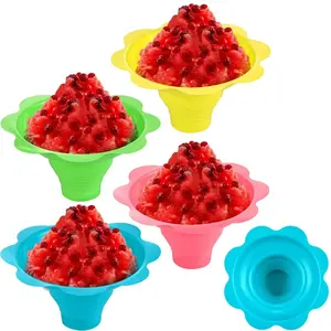 Henmomu Shaved Ice Container,Clear Reusable Shaved Ice Molds Cup For Ice  Bucket Refillable Making Model With Lid,Ice Molds 