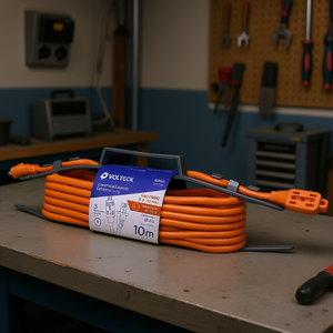 Câble d'extension Volteck de 15 mètres, calibre 16, avec embout mâle CEE et prise EU pour équipements industriels et appareils électroménagers, 3 prises, PVC - Product Image 2