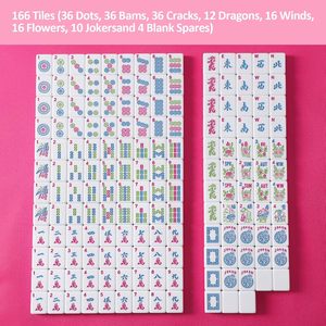 Jeu de tuiles de mahjong américain de 166 pièces avec tuiles roses (sans supports/accessoires) - Product Image 6
