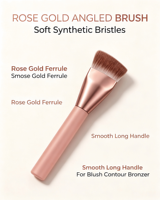 Pinceau de maquillage plat rétractable H-Diamond à manche métallique et poils synthétiques pour fond de teint, contour et blush, application fluide et sans traces