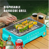 Mini barbecue portable en acier inoxydable jetable pour pique-niques et camping instantanés avec grille à charbon de bois