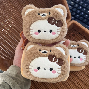 Sac à dos carré en peluche Curry Color Bear Kt Cat, porte-<span class=keywords><strong>monnaie</strong></span>, porte-cartes portable, mini sac, rembourrage en coton PP, unisexe, Noël - Product Image 4