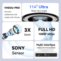 Caméra de conférence PTZ Tenveo 1080P60fps avec zoom optique 3X HDMI/USB 114 ° Caméra vidéo FOV pour réunions