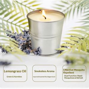 Bougie parfumée anti-moustiques à l'huile de citronnelle, cire végétale, parfum léger pour usage intérieur/extérieur, camping, maison - Product Image 4
