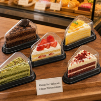 Boîte à gâteau triangulaire personnalisée en blister, en plastique transparent de qualité alimentaire PET/PS, contenant jetable pour tranches de mousse, cheesecake, dessert, pour les boutiques de desserts