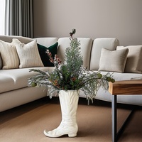 Noël Une paire de bottes blanches en céramique créative vase à la mode ornements décoration de la maison cadeaux de vacances