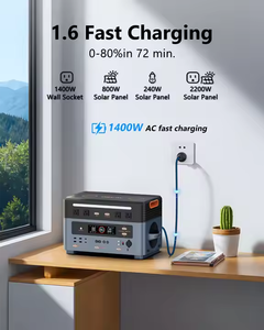 2400w पावर स्टेशन, 400w * <span class=keywords><strong>2</strong></span> सौर पैनलों, 1400w फास्ट चार्जिंग, बाहरी बैटरी, घरों, कैंपिंग और आरबनाम - Product Image 4