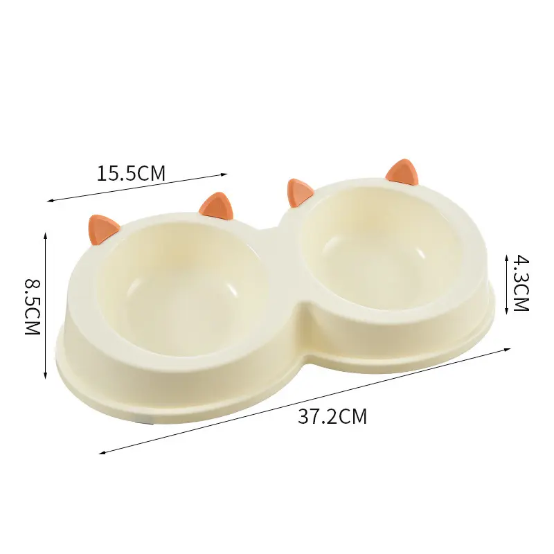 Pet Double Bowl Plastic Kitten Food for Dogs Feeding Tray Feeder Cat Water Plate Pet Puppy Supplies Accessories