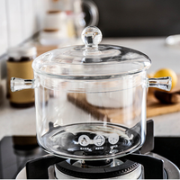 Aeofa Pot Transparan Kaca untuk Memasak Panci Masak Set Panci Masak Kaca Tahan Panas Ukuran Besar