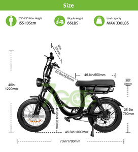 미국 유럽 네덜란드 영국 폴란드 창고 48V 250W 750 1000 전기자전거 7단 기어 20인치 유압 브레이크 7Go EB8 팻 타이어 전기자전거 - Product Image 3