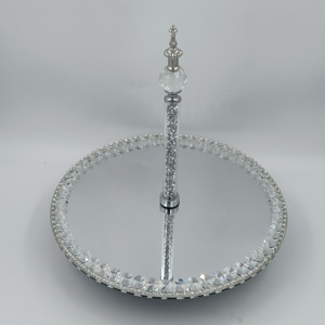 Support à gâteaux et coupelles à fruits en verre écologique FOSUN, design rotatif avec tête en métal, pour mariage et décoration intérieure, plateaux personnalisables - Product Image 3