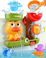 Jouet de bain roue à eau canard jaune mignon avec ventouse, jouet de douche rotatif pour enfants, tout-petits, garçons et filles