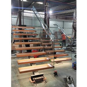 GAOBO 현대 유리 난간 계단 레드 화이트 오크 너도밤 나무 단단한 나무 단계 실내 조립식 플로팅 탄소 강판 계단 - Product Image 5