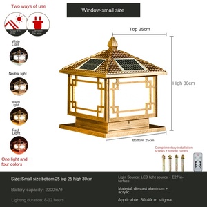 Lampe frontale solaire à colonne à LED pour jardin extérieur Lampe de poteau de porte de bénédiction avec indice IP65 pour l'éclairage de poteau de jardin et de porte de villa - Product Image 4