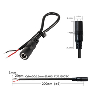 Câble de prise femelle DC5521 20 cm 22AWG 5,5x2,1 mm pour bande LED, caméra CCTV, routeur, appareil 12V 24V