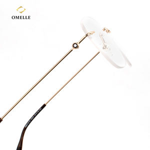 女性のためのホットセールラウンドリムレス光学メガネ近視読書デモレンズ眼鏡フレーム - Product Image 4