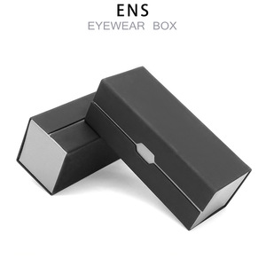 Étui à lunettes double couche tendance, boîte pliable rétro, pochette pour lunettes de soleil, étui en cuir PU, logo personnalisé - Product Image 4