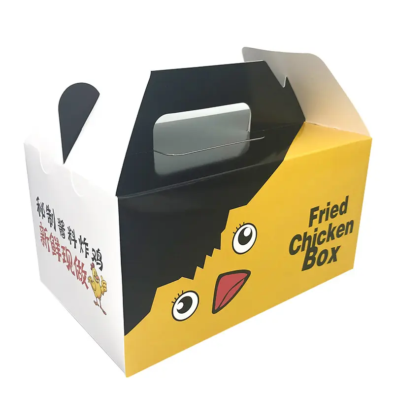 Бумажная упаковка для картона, коробка для французских жареных куриц, коробка из крафт-бумаги для жареных куриц, коробка для выноса жареных куриц