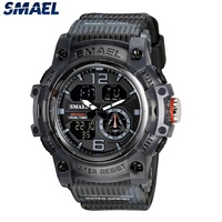 Montre numérique SMAEL 8007MC étanche 50m, montre à quartz LED, montre de sport unisexe, grande montre avec chronomètre, alarme, luminescence