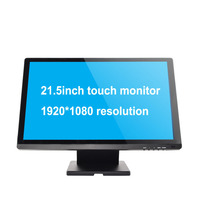 Monitor layar POS plastik pandangan lebar cangkang hitam murah 21.5 inci resolusi 1920x1080 bisnis OEM kapasitif 10 perbaikan seri