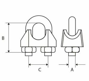 Pinces de câble 532 (<span class=keywords><strong>4mm</strong></span>) boulons en U pinces de câble métallique en acier inoxydable 4 pièces - Product Image 2