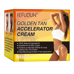 Crema Aceleradora de <span class=keywords><strong>Bronceado</strong></span> Marrón Brillante de 50g de Marca Privada, Loción Bronceadora Natural Vegana de Rápida Absorción para Rostro y Cuerpo - Product Image 1