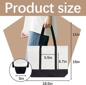 Sublimation Blanks Canvas With Zipper Bulk Reusable Grocery Shopping Farmers Market <b>Bag</b> <b>Travel</b> <b>Tote</b> <b>Bags</b> for Women - Product Image 3