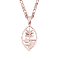 MUSE Guam's Outline Carte Pendentif Collier-Arbre creux Style ethnique Sculpté à la main Chaîne de charme Patriotique Dainty Jewelry Hip-Hop