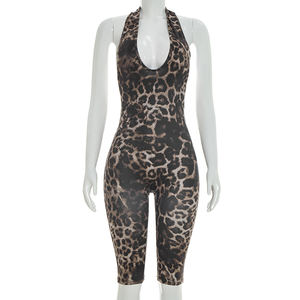 Viviblook J26JP064 Mono de verano para mujer, sexy, ajustado, sin espalda, con estampado de leopardo, mono de una pieza para discoteca - Product Image 2