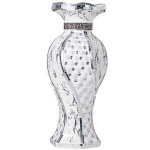 <span class=keywords><strong>Vase</strong></span> en céramique argenté de luxe avec diamants écrasés, <span class=keywords><strong>grand</strong></span> miroir, arrangement en mosaïque séchée, <span class=keywords><strong>vase</strong></span> à fleurs pour la décoration de la maison et du mariage - Product Image 2