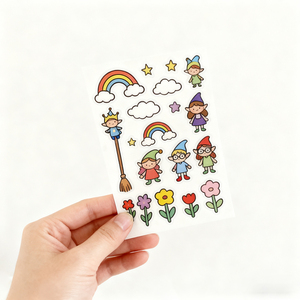 Feuille d'autocollants décoratifs personnalisés en vinyle transparent imperméable, découpés à la forme, style dessin animé, pour papeterie <span class=keywords><strong>coréenne</strong></span> - Product Image 4