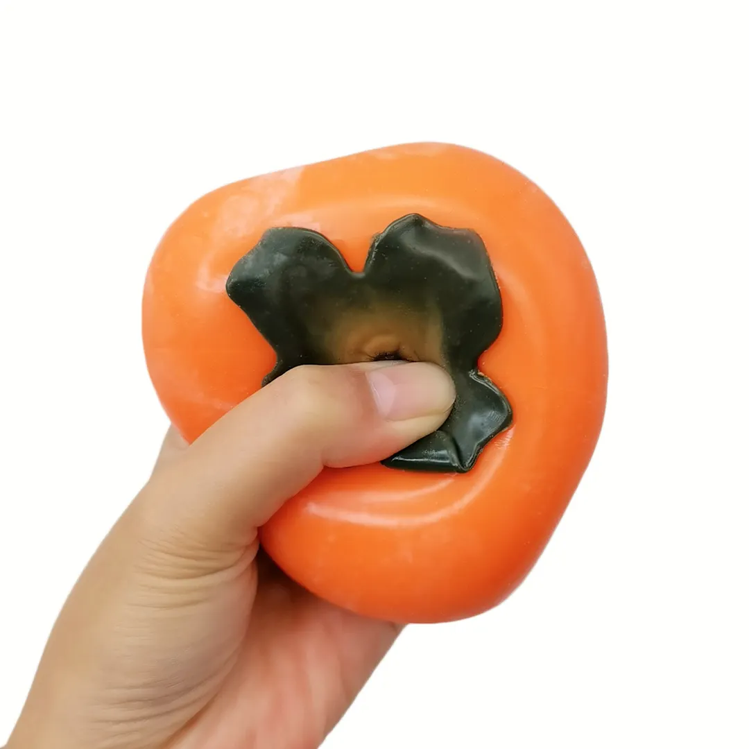 2023 New Eva Foam Soft Rubber Fruit Ball Promotion Rubber Fruit shape Stress Ball Anti Squeeze Persimmon Ball