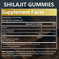 Gummies de Shilajit Pur de l'Himalaya de Notre Usine OEM pour Hommes et Femmes, 85+ Oligo-éléments, Acide Fulvique, Liquide Oral pour Non-Enceintes
