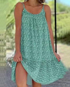 Vestido <span class=keywords><strong>Midi</strong></span> con Estampado Floral, Cintura Natural, Tela Tejida, Falda Acampanada Popular, Nuevo Diseño, Vestido Sencillo - Product Image 3